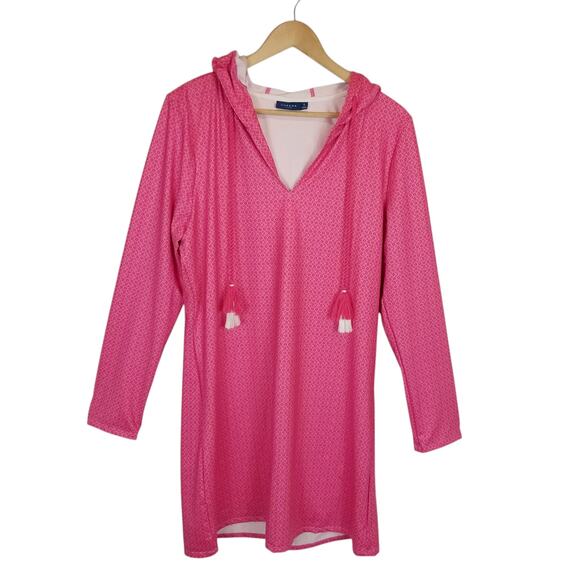 Cabana Life Women's Hooded Long Sleeve SPF Pink Beach Cover Up Size Large - Picture 1 of 7
